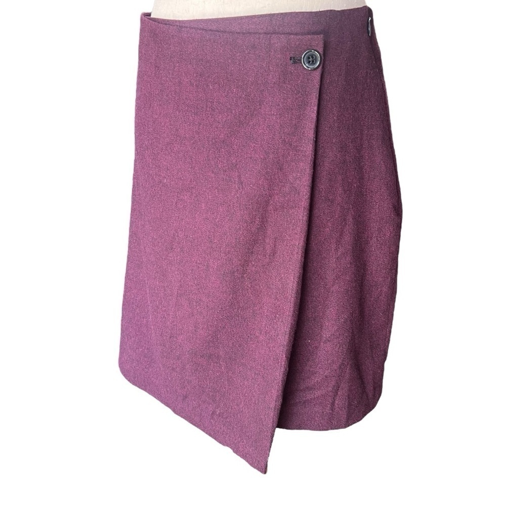 Banana Republic Burgundy Wrap Asymmetric Skirt Above Knee Fall Office Size 6 - Picture 2 of 11